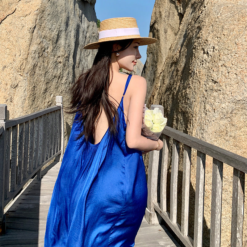 French Backless Suspenders Goddess Loose And Thin Women's Dress - Harmony Gallery