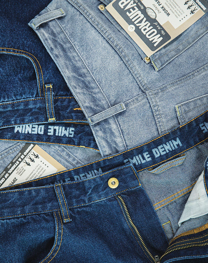 Tooling American Retro Washed Denim Straight Loose Men's Jeans - Harmony Gallery