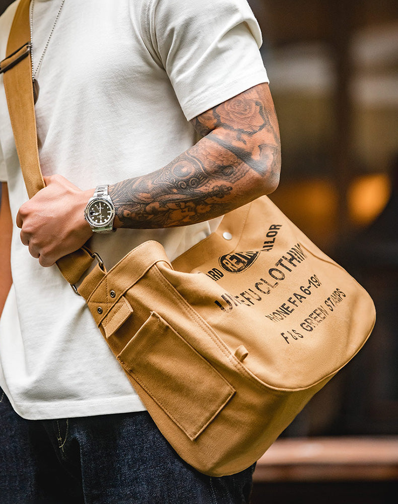 American Large Capacity Alphabet Canvas Locomotive Men's Bag - Harmony Gallery