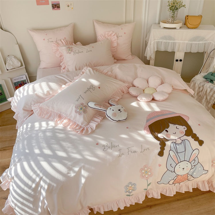 Girl's Heart Cute Lola Girl Cotton Four-Piece Bed Set - Harmony Gallery