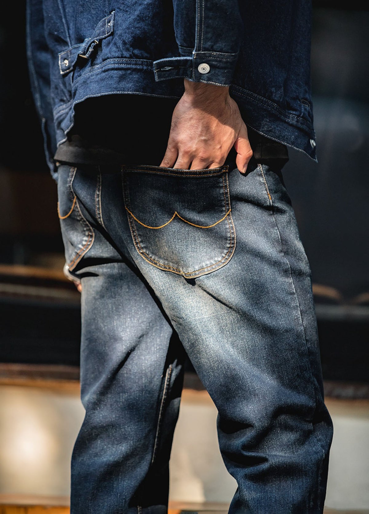 American Retro Denim Washed Straight Loose Men's Jeans - Harmony Gallery