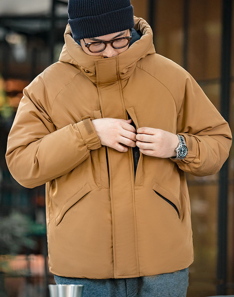 American Casual Duck Down Hooded Windproof Warm Men's Coat - Harmony Gallery