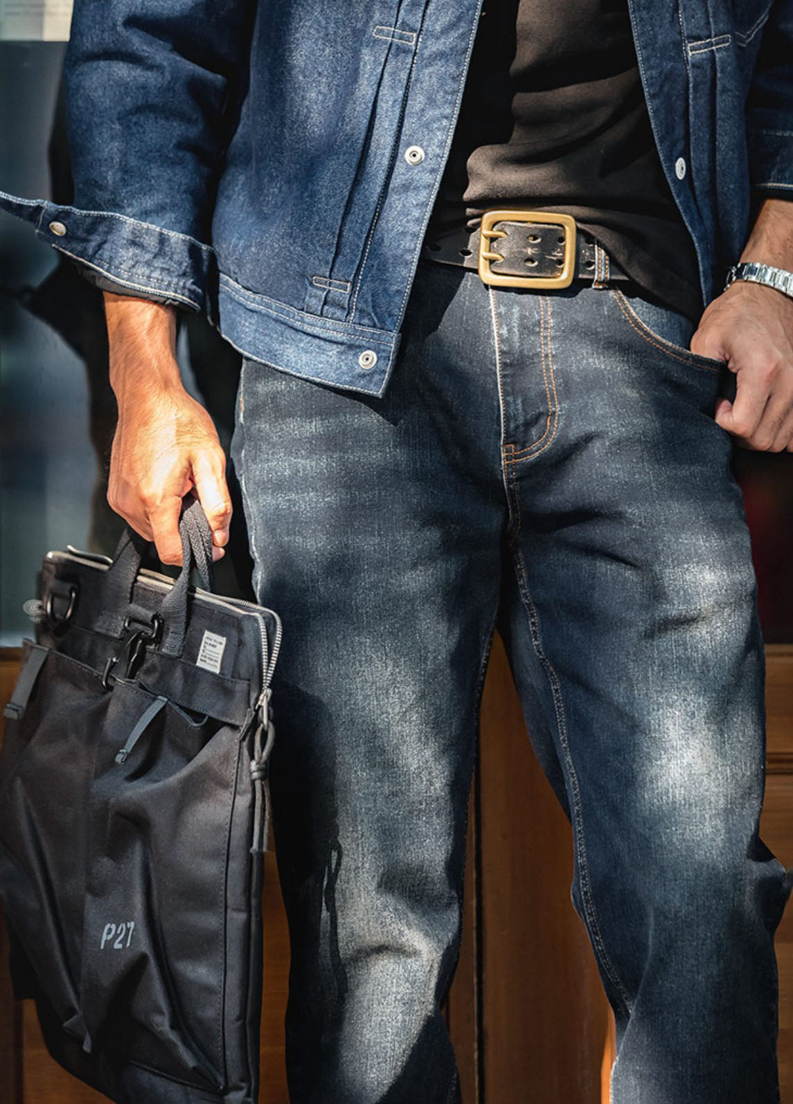American Retro Denim Washed Straight Loose Men's Jeans - Harmony Gallery