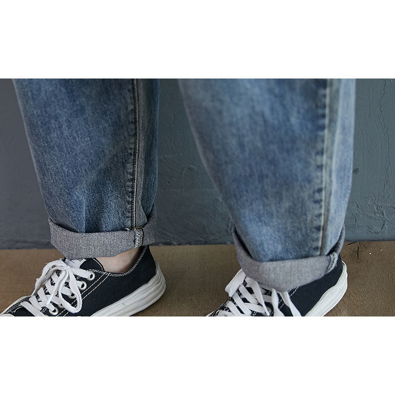 Distressed Washed Jeans Casual Crotch Women's Overall - Harmony Gallery