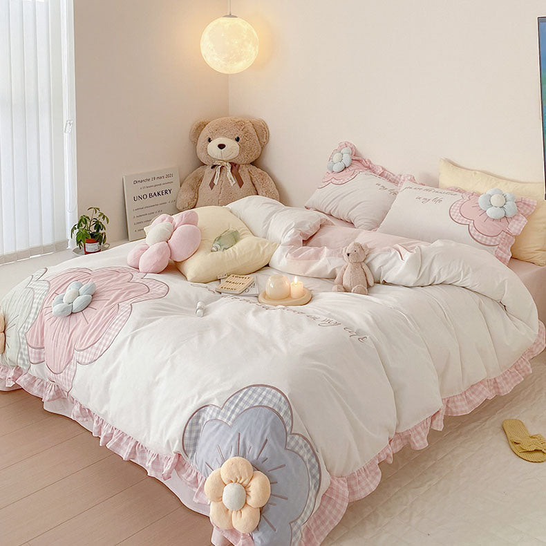 Princess Style Super Soft Floral Washed Cotton Four-Piece Bed Set - Harmony Gallery