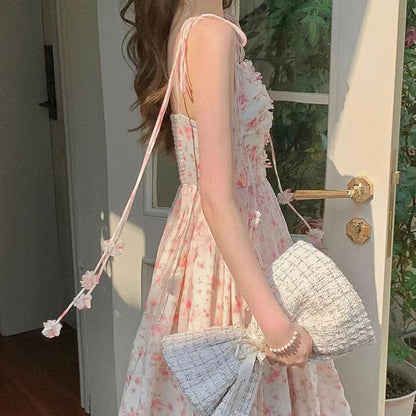French First Love Pink Floral Bellflower Women's Dress - Harmony Gallery