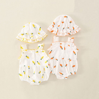 Short-Sleeved Summer Triangle One-Piece Baby Girl's Romper - Harmony Gallery
