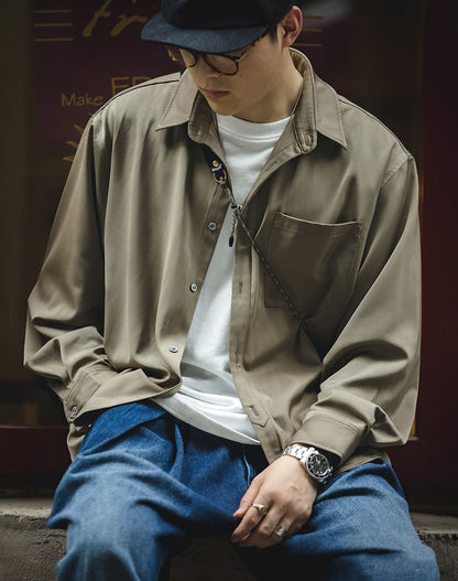 American Retro Satin Loose Ice Silk Drape Men's Shirt - Harmony Gallery