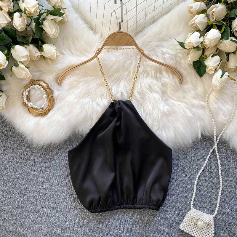 Celebrity Summer Chain Halter Camisole Women's Top - Harmony Gallery