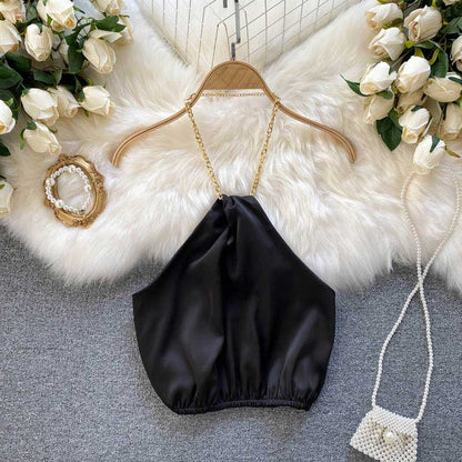Celebrity Summer Chain Halter Camisole Women's Top - Harmony Gallery