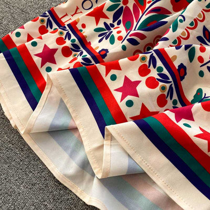 Palace Style Stand Collar Long Retro Printed Women's Dress - Harmony Gallery