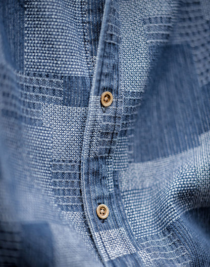 American Hundreds Of Cloth Denim Splicing Men's Shirt - Harmony Gallery