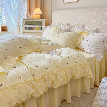 Star & Moon Washed Cotton Four-Piece Bed Set - Harmony Gallery