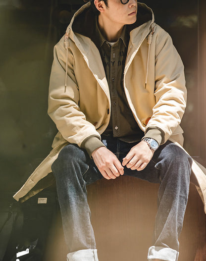 American Retro N2 Deck Cotton Hooded Loose Warm Long men's Coat - Harmony Gallery