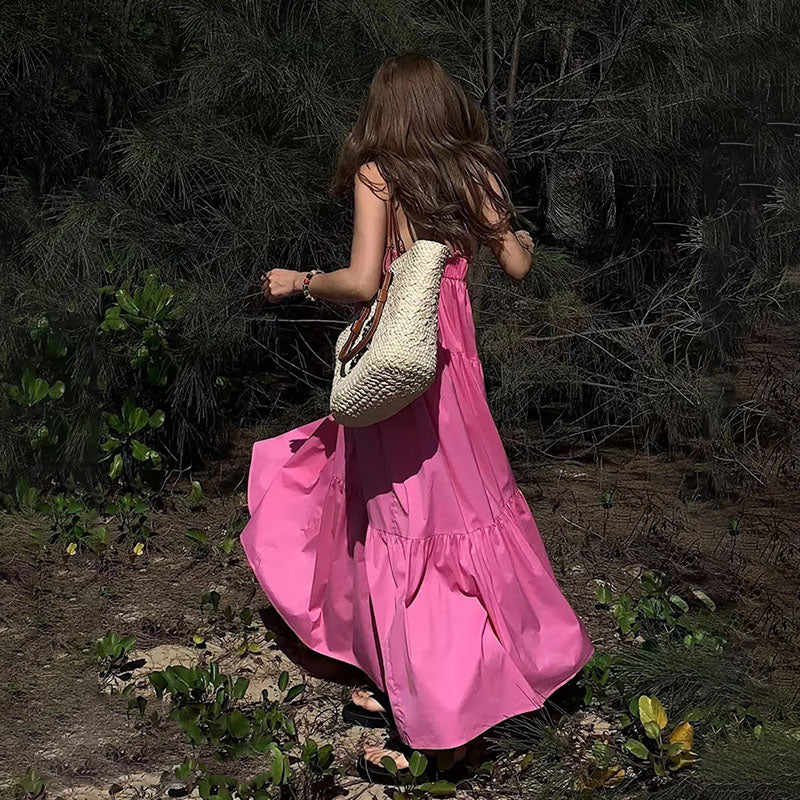 French Sweet Pink Temperament Long Skirt Women's Dress - Harmony Gallery