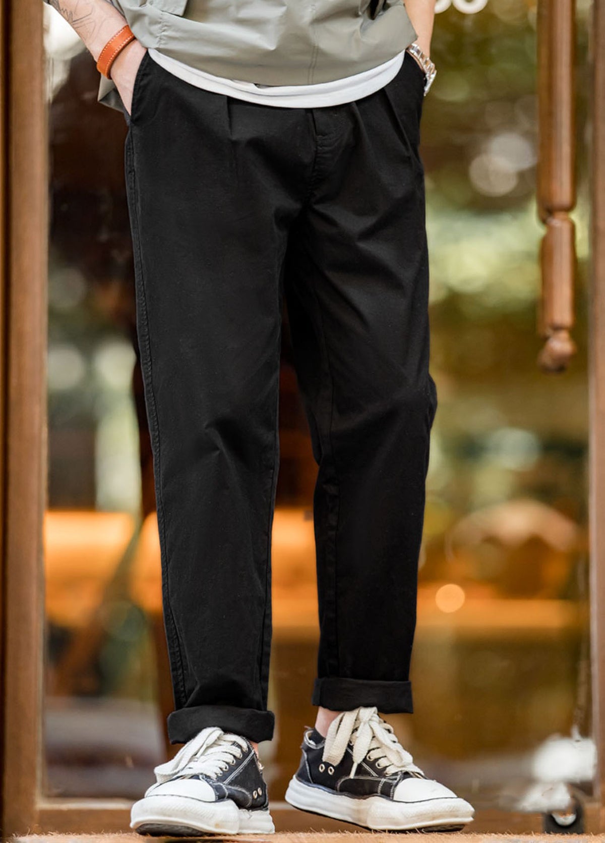 American Casual Brushed Stretch Slim Tapered Men's Trousers - Harmony Gallery