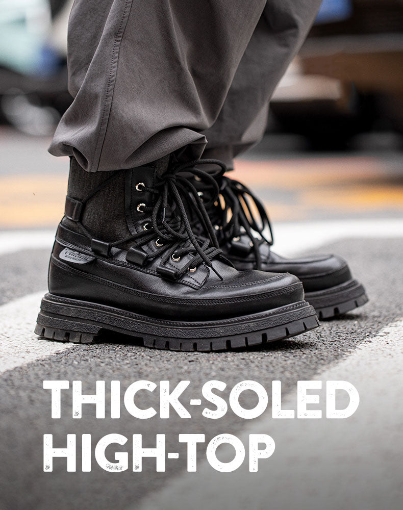 Retro British Leather High-Top Men's Thick-Soled Boot - Harmony Gallery