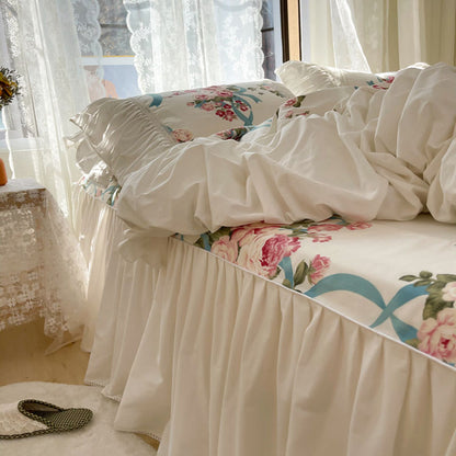 Floral Sweet Princess Pastoral Cotton Four-Piece Bed Set - Harmony Gallery