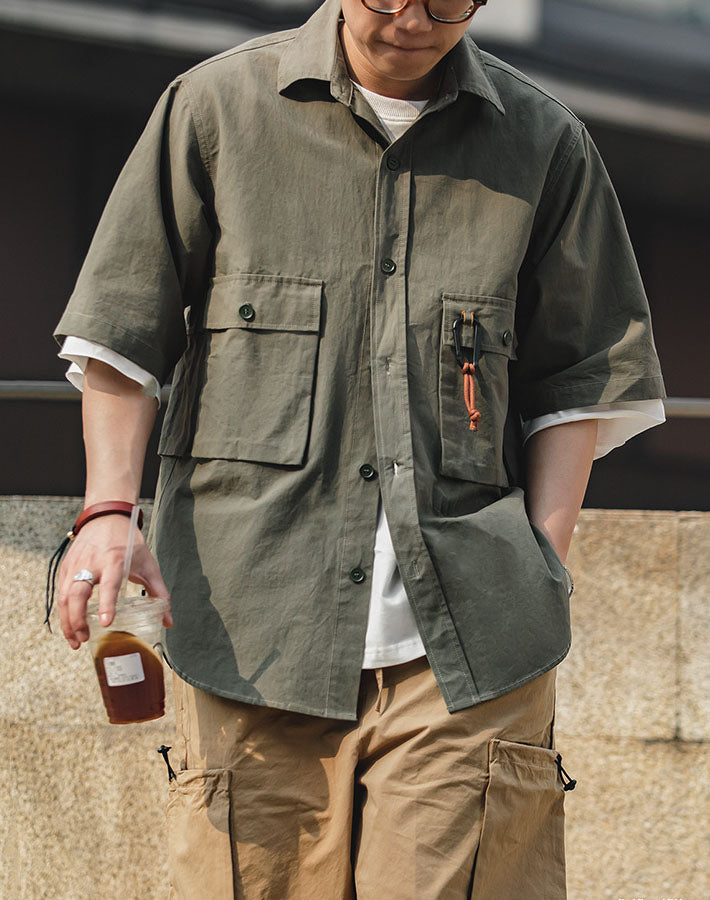 American Retro Loose Mountain Military Men's Shirt - Harmony Gallery
