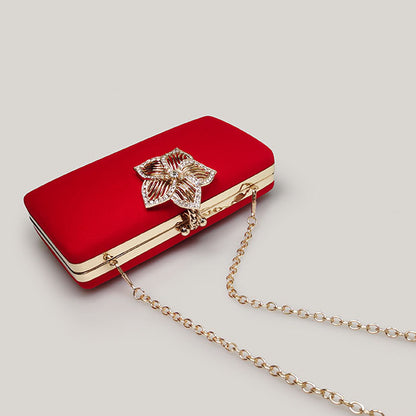 Bridal Evening Diamond Red Velvet Square Hand Bag - Harmony Gallery