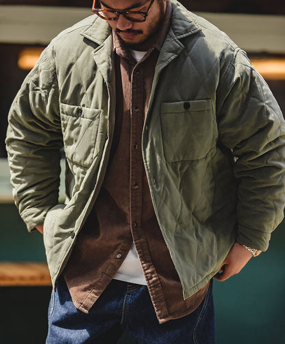 American Retro Diamond Cotton Thickened Warm Peach Men's Jacket - Harmony Gallery