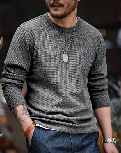 Tooling American Retro Waffle Round Neck Men's Sweater - Harmony Gallery