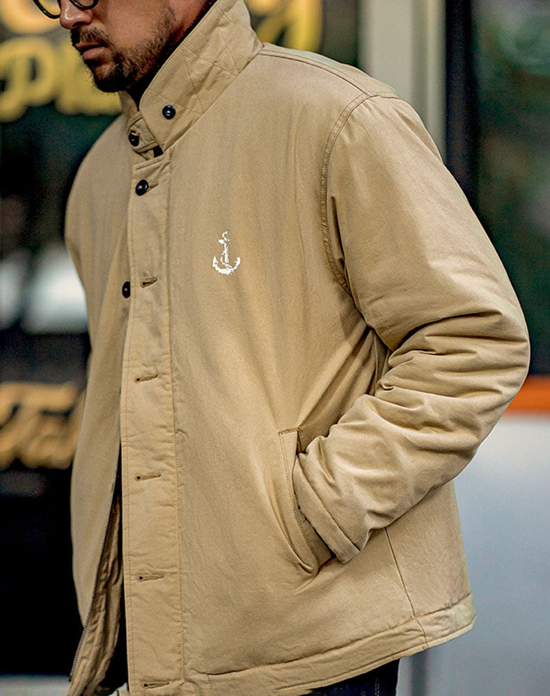 American Retro N1 Navy Deck Cotton Thickened Men's Coat - Harmony Gallery