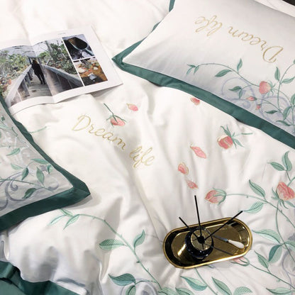 Pastoral Style plant Flower Embroidery Quilt Cover Bed Set - Harmony Gallery