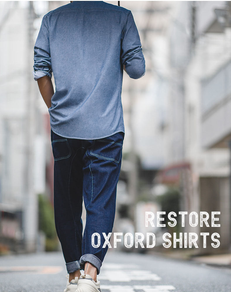 Retro Brushed Oxford Business Casual Men's Shirt - Harmony Gallery