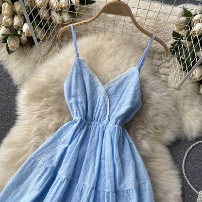 Heart Shaped Sweet Lace Hollow Open Back Beach Women's Dress - Harmony Gallery