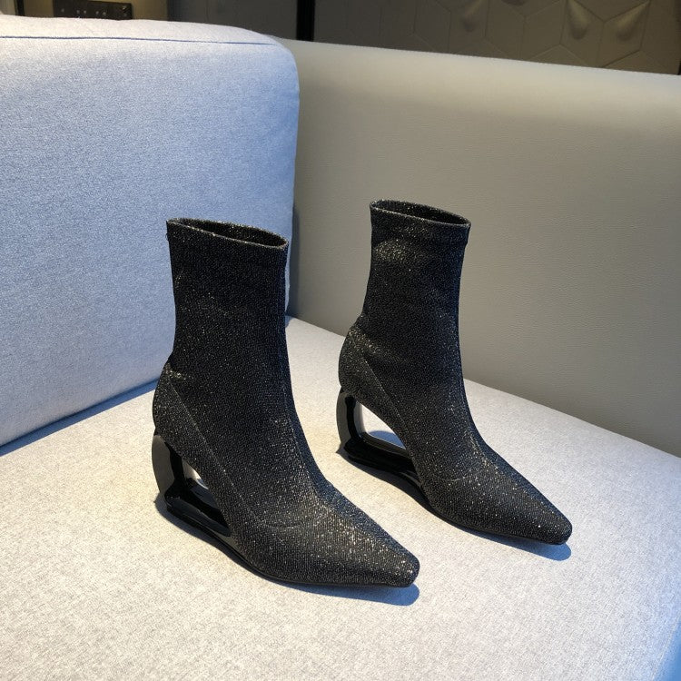 High-Heeled Celebrity Skinny Elastic Hollow Women's Boots - Harmony Gallery