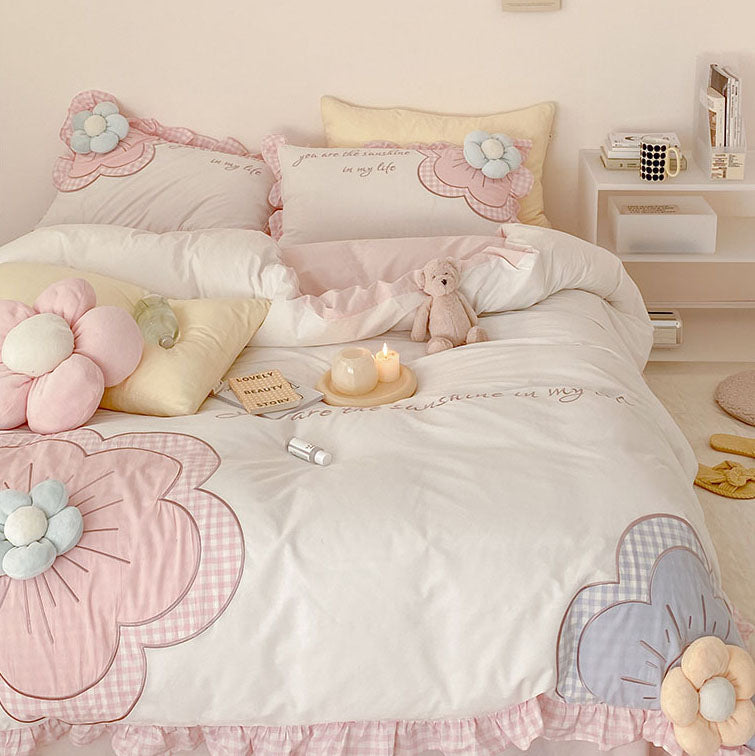 Princess Style Super Soft Floral Washed Cotton Four-Piece Bed Set - Harmony Gallery