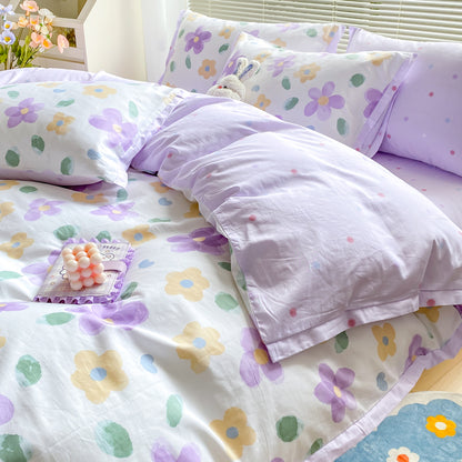 Pastoral Style Printed Four-Piece Pure Cotton Bed Set - Harmony Gallery