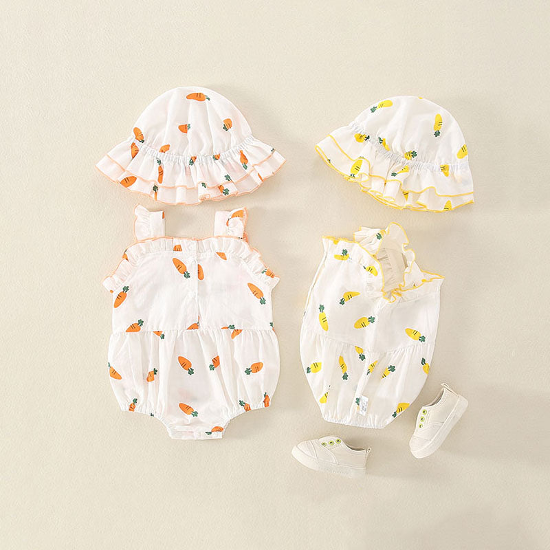 Short-Sleeved Summer Triangle One-Piece Baby Girl's Romper - Harmony Gallery