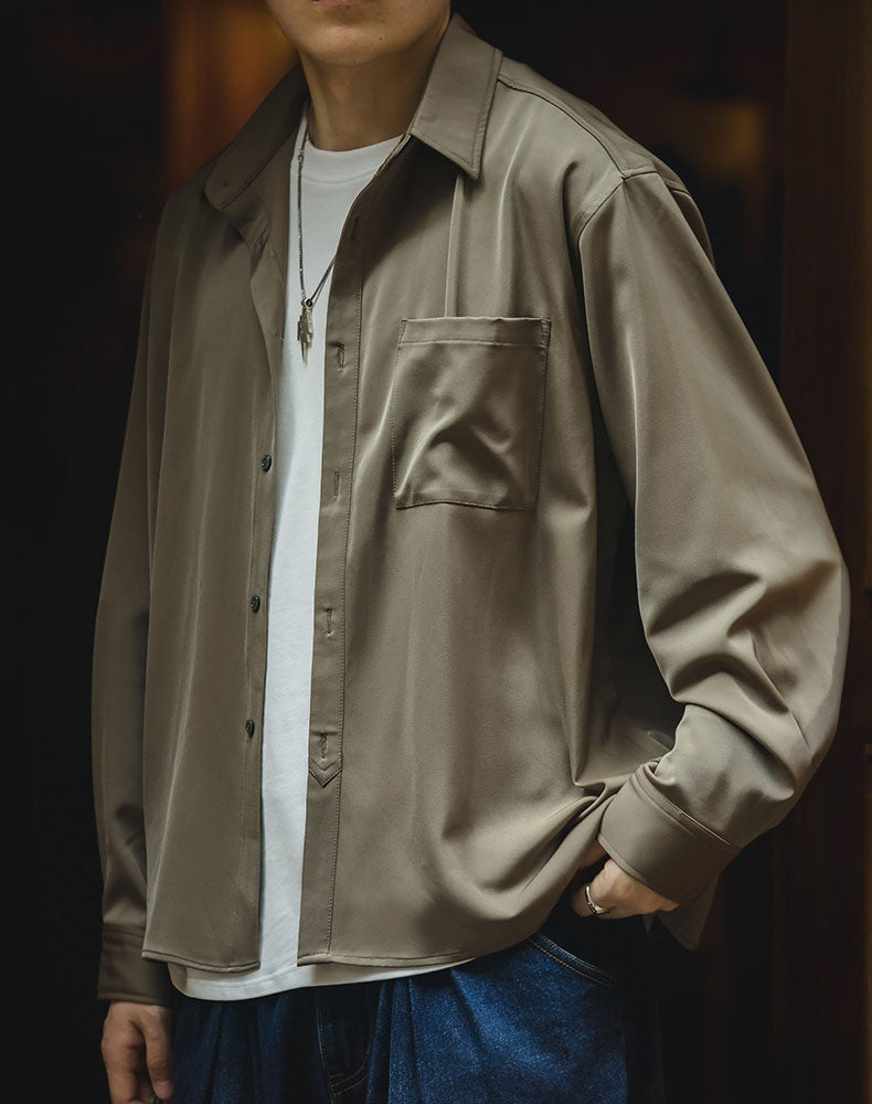 American Retro Satin Loose Ice Silk Drape Men's Shirt - Harmony Gallery