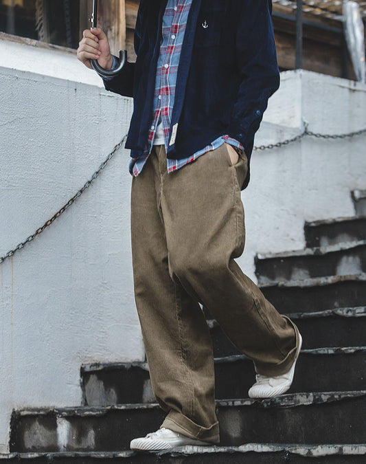 American Retro Corduroy Vintage Casual Straight Men's Trousers - Harmony Gallery