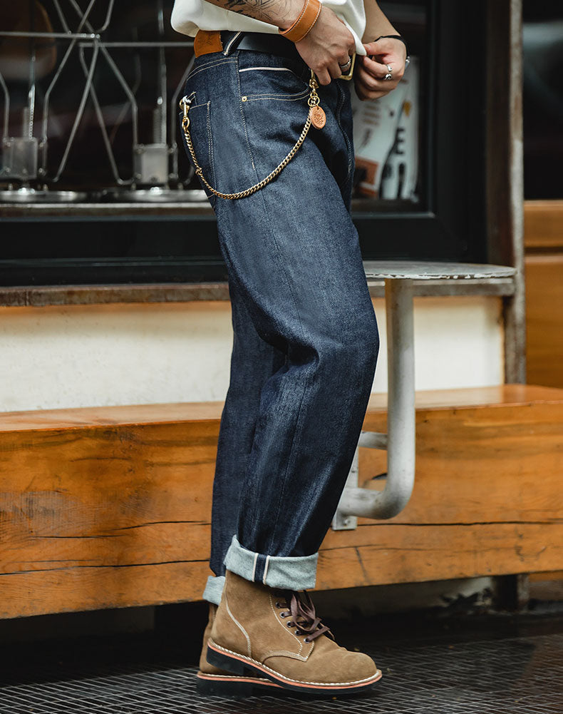 Tooling  Retro Denim Straight Long Men's Jeans - Harmony Gallery