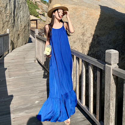 French Backless Suspenders Goddess Loose And Thin Women's Dress - Harmony Gallery