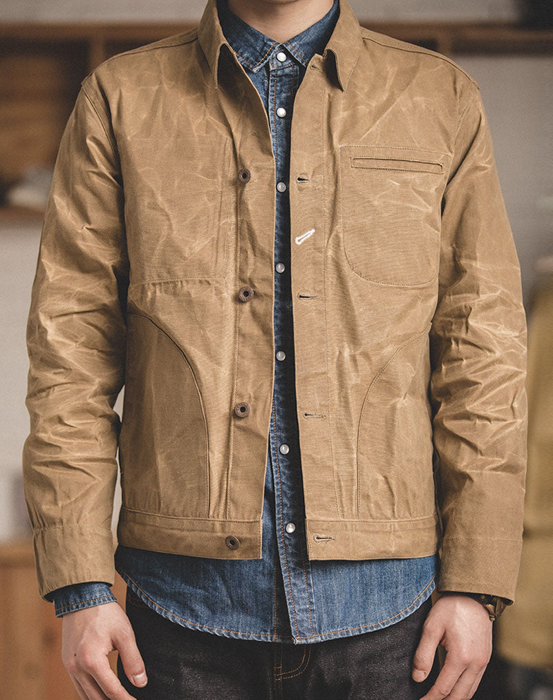 American Retro Yellowstone Canvas Oil Wax Men's Coat - Harmony Gallery