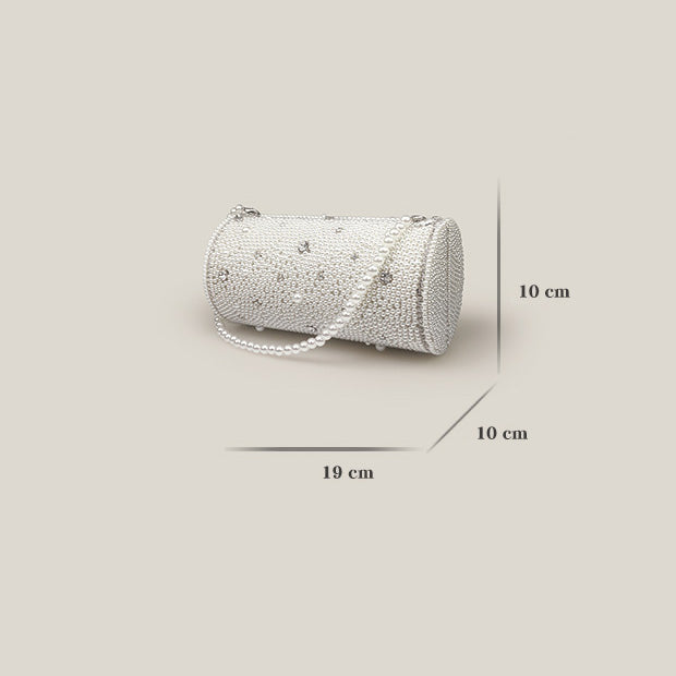 Rhinestone Pearl Cylinder French High-End Clutch Bag - Harmony Gallery