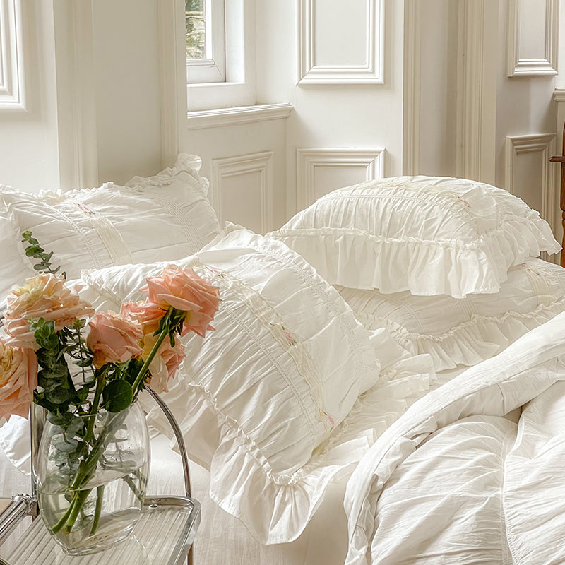 French Romantic Fairy White Washed Cotton Five-Piece  Bed Set - Harmony Gallery