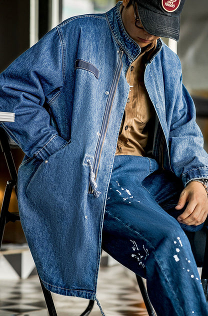 American M65 Denim Fishtail Windbreaker Men's Coat - Harmony Gallery
