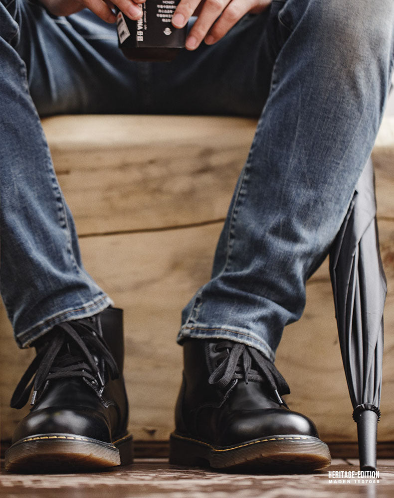 Mid-Cut Tooling All-Match British Style Unisex Martin Boot - Harmony Gallery