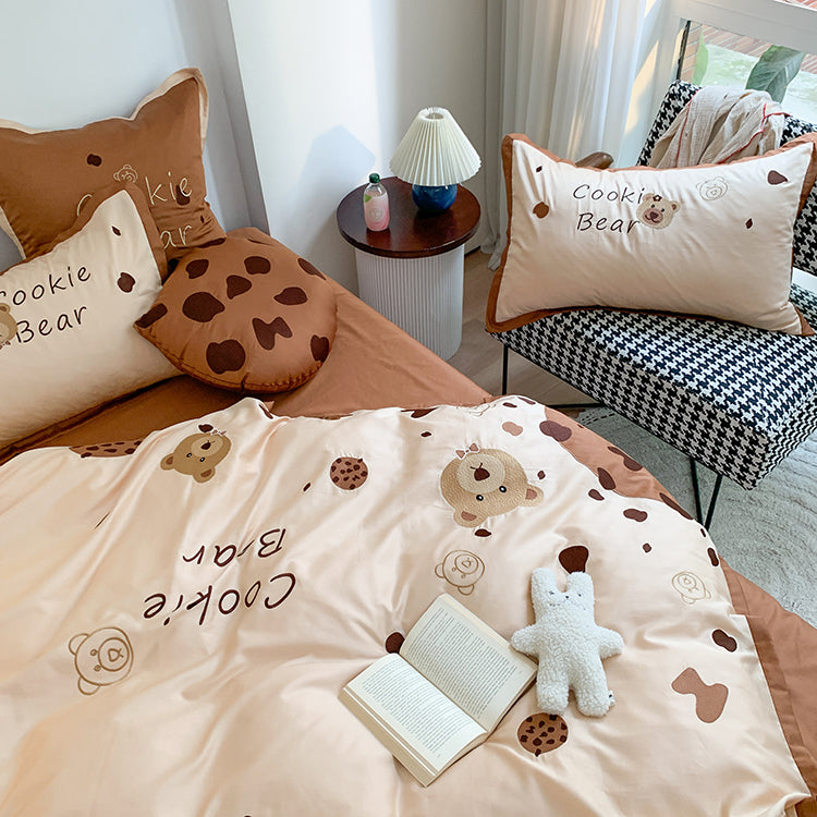Six-Piece Embroidery Cute Cartoon Cookie Bear Bed Set - Harmony Gallery