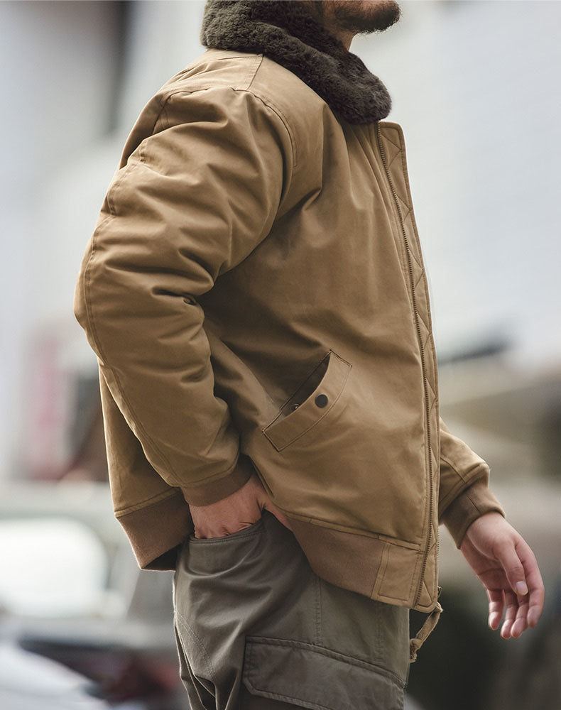 American B15 Bomber Air Force Pilot Fur Collar Men's Jacket - Harmony Gallery