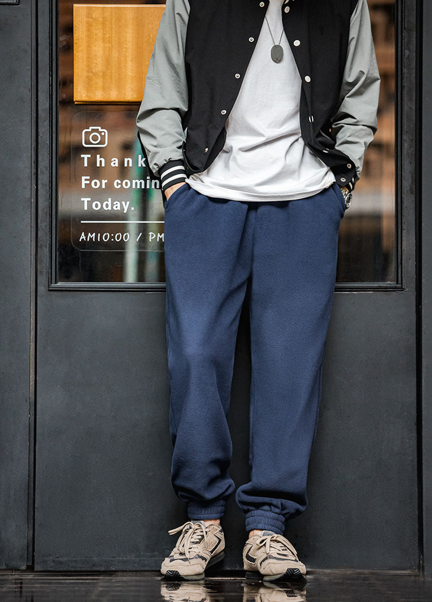 American Casual Polar Fleece Elastic-Waist Warm Men's Trousers - Harmony Gallery