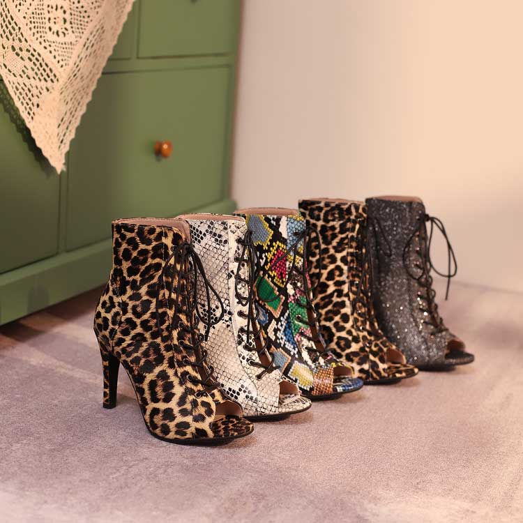 Leopard Fish Mouth Print High Heel Women's Dance Shoes - Harmony Gallery