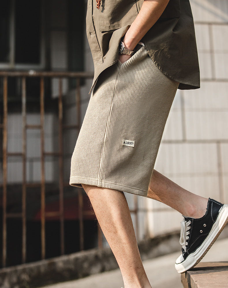American Casual Loose Waffle Basketball Men's Shorts - Harmony Gallery