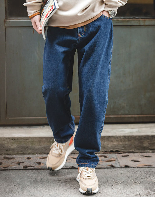 Tooling American Retro Washed Denim Straight Loose Men's Jeans - Harmony Gallery
