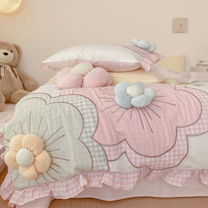 Princess Style Super Soft Floral Washed Cotton Four-Piece Bed Set - Harmony Gallery